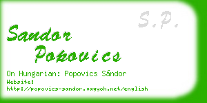 sandor popovics business card